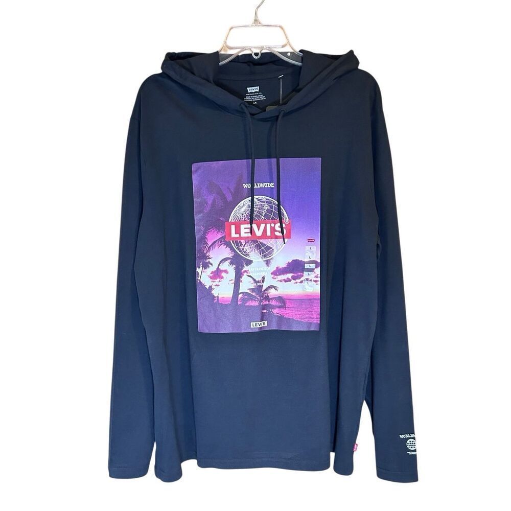 Levi’s Worldwide Hoodie Lightweight Pullover Black Men’s Size L NWT